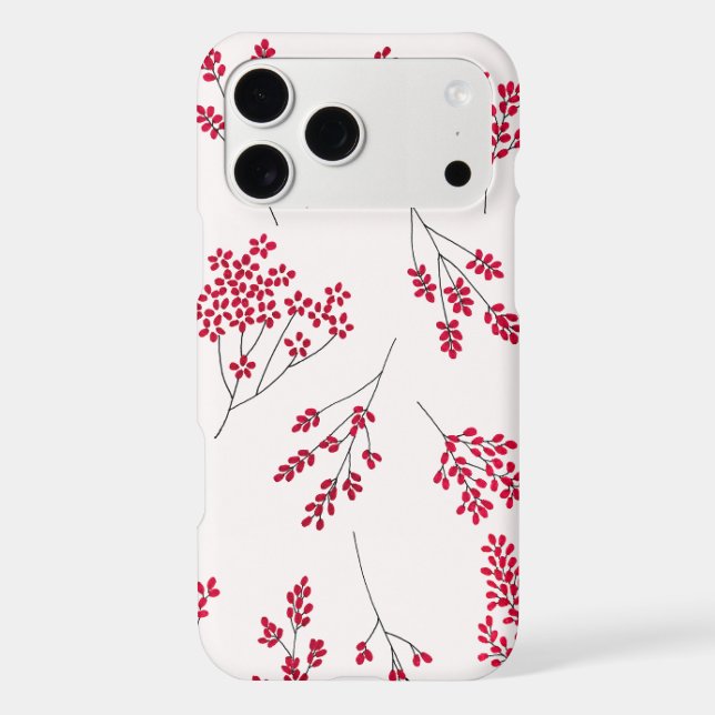 Red Berry Botanical Branches Pattern  Iphone Case (Back)