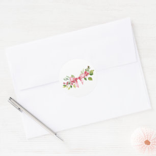 Red Berry Bow Christmas  Classic Round Sticker