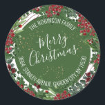 Red Berry Christmas Wreath Return Address Label<br><div class="desc">Perfect for holiday mailing! Gorgeous red berry and holly wreath return address label with faux gold glitter and a Merry Christmas template which is easy to customize.</div>