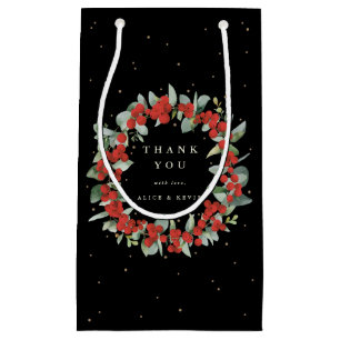 Red Berry+Eucalyptus Christmas/Holiday Thank You Small Gift Bag