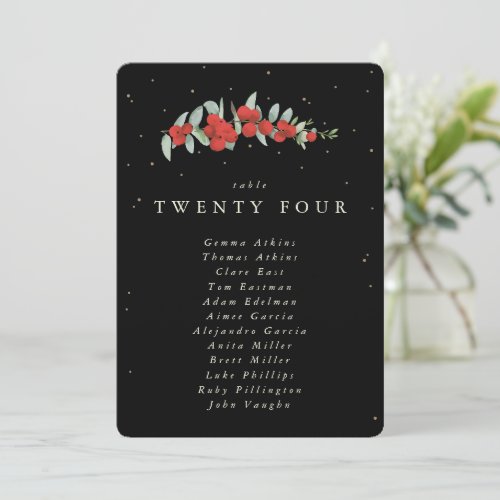 Red BerryEucalyptus Table Number Seating Card