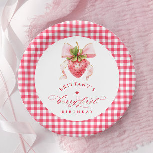 Red Berry First Birthday Paper Plates