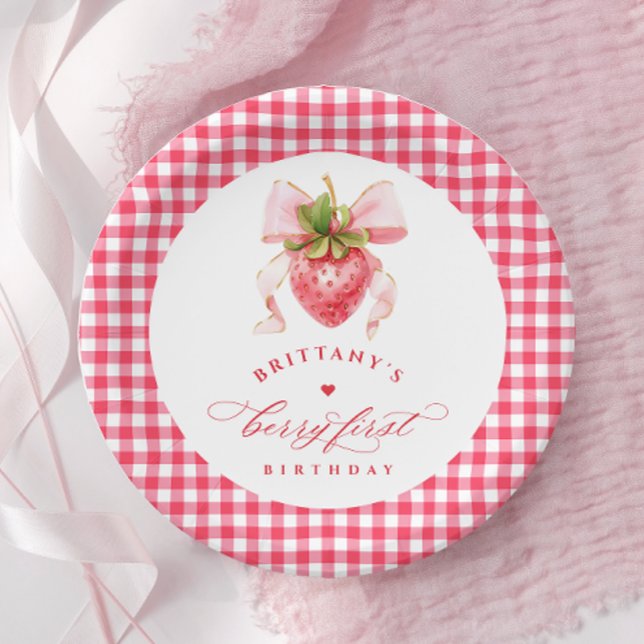Red Berry First Birthday Paper Plates (Creator Uploaded)