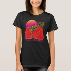 Red Berry Fruit Strawberries 80s Vaporwave Strawb T-Shirt