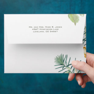 Red Berry Gold Ribbon Christmas Holiday Envelope