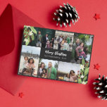 Red Berry Greenery Photo Collage Merry Christmas Holiday Card<br><div class="desc">Photo collage Christmas card with greenery twigs with white flowers and red berries framing six photos of your family.</div>