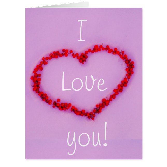Red berry  Heart lavender background Cards (Front)