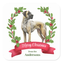 Red Berry Holly Banner Great Dane Dog Christmas