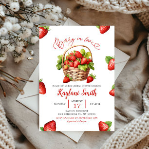 Red Berry in Love Strawberry Theme Bridal Shower Invitation