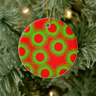 red berry lucky circle ceramic ornament