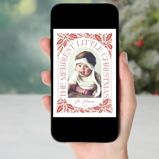 Red Berry Merriest Little Christmas Arch Photo Holiday Card (Front Digital)