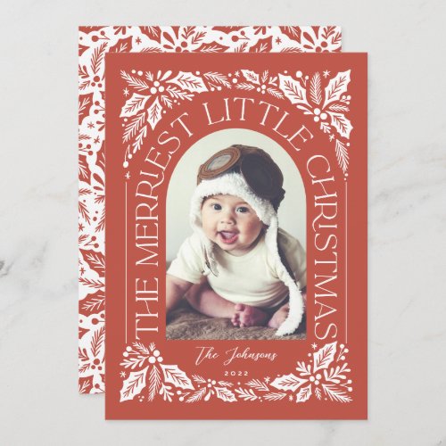 Red Berry Merriest Little Christmas Arch Photo Holiday Card