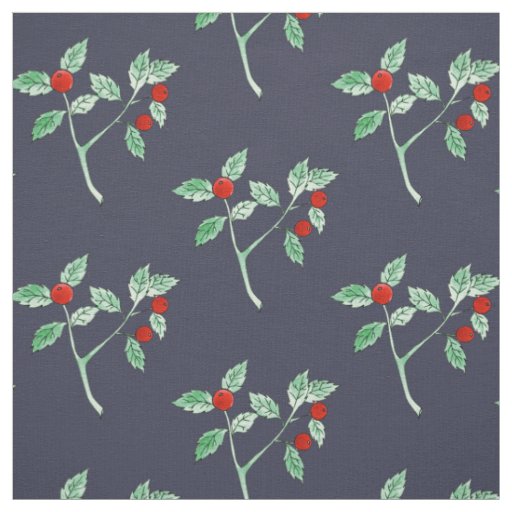 red berry plant fabric