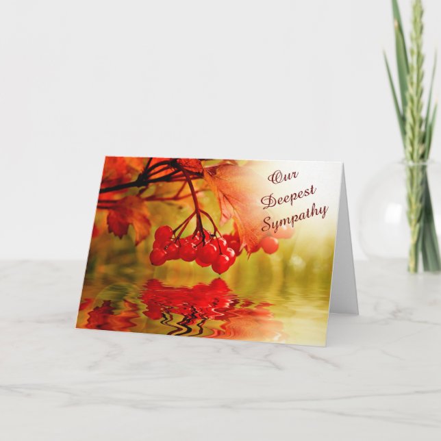 Red Berry Reflection Sympathy Card (Front)