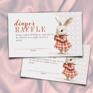 Red Berry Sweet Bunny Baby Shower Diaper Raffle Enclosure Card