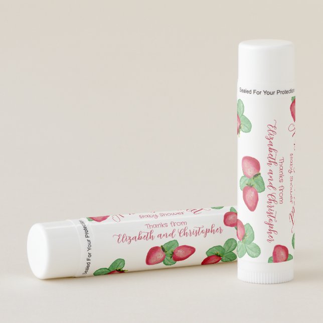 Red Berry Sweet Strawberry Baby Shower Lip Balm (Front)