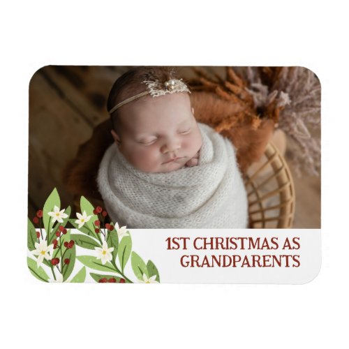 Red Berry Twigs 1st Christmas As Grandparents Magnet