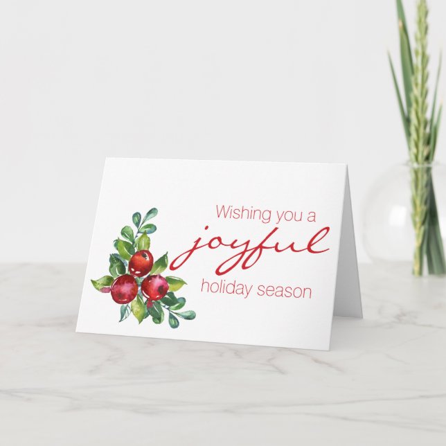 Red Berry Watercolor Christmas Card (Front)