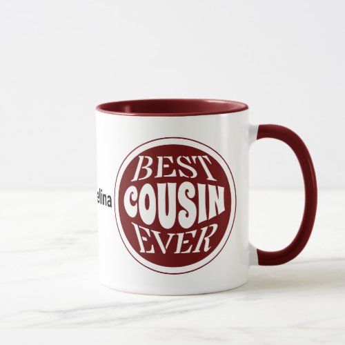 Red BEST COUSIN EVER Personalized Mug