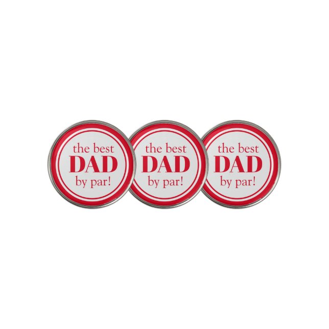 Red Best Dad By Par Father's Day Golf Balls Golf Ball Marker (3 Up)