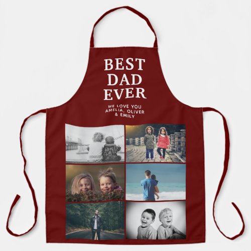 Red Best Dad Ever Custom 6 Photo Collage  Apron