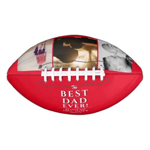 Red Best Dad Ever Fathers Day 3 Photo Collage Football