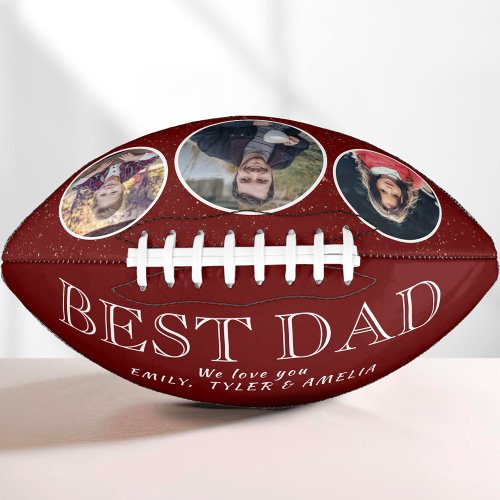 Red Best Dad Fathers Day 3 Photo Collage   Football
