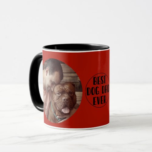 Red Best Dog Dad Ever Custom Photo Coffee Mug