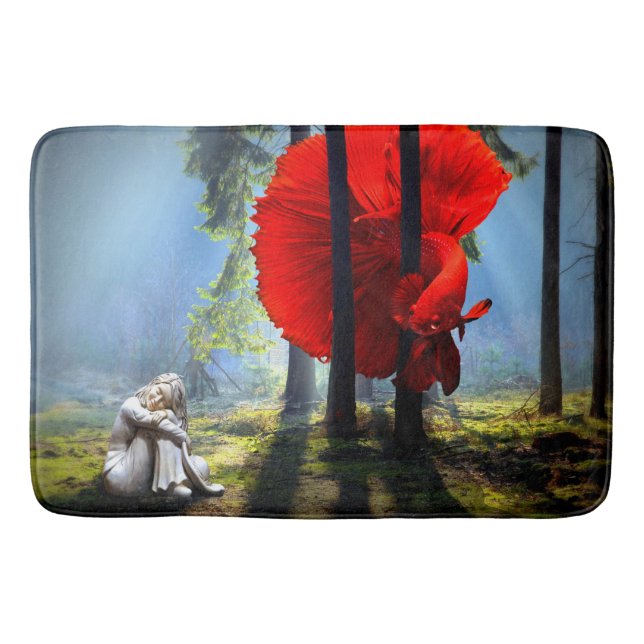Red Betta Fish Bath Mat (Front)