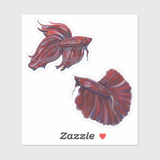 Red betta fish design by Renee Lavoie Sticker (Sheet)