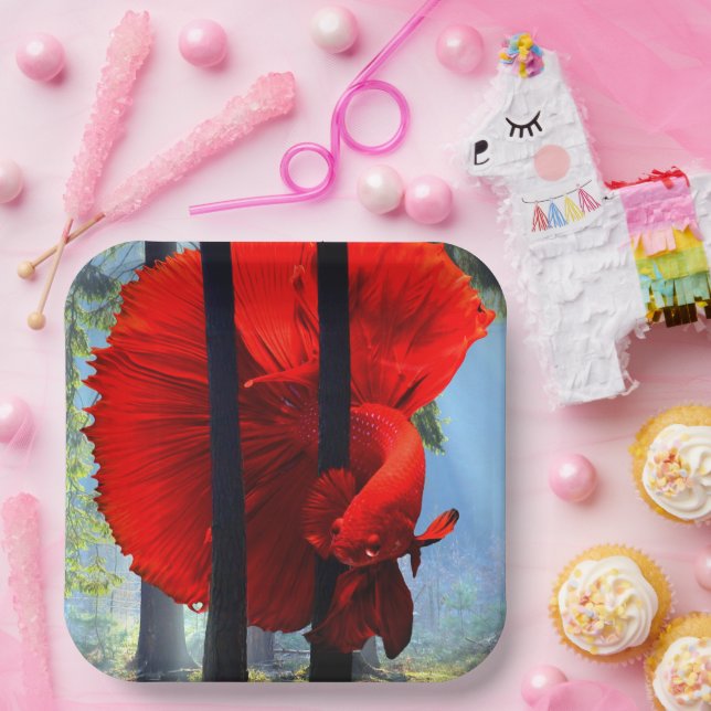 Red Betta Paper Plates (Party)