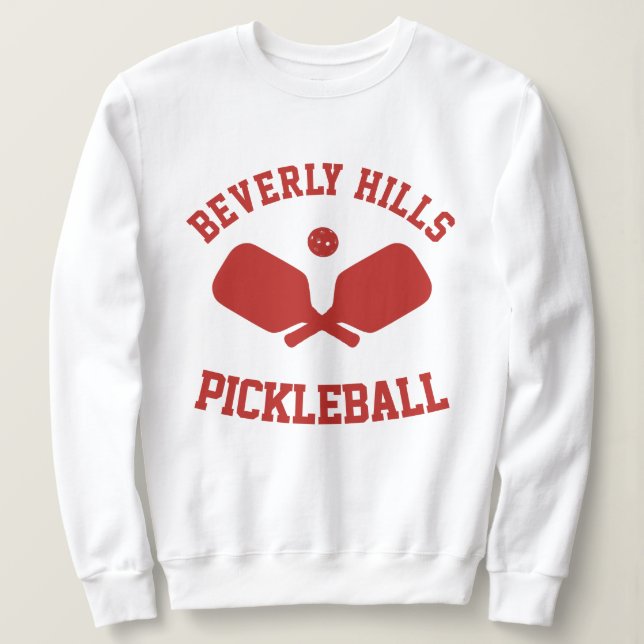 Red Beverly Hills Pickleball Sweatshirt (Design Front)