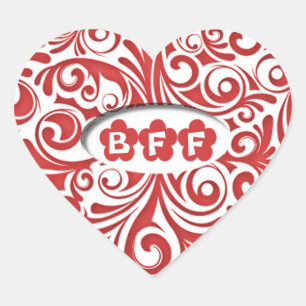 Red BFF Heart Stickers