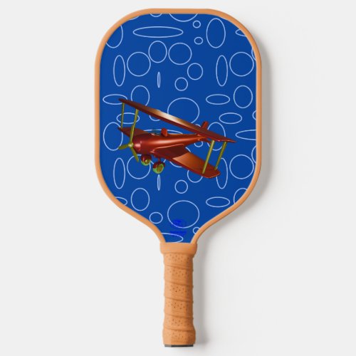 Red Bi_plane Blue Circles Loops Pickleball Paddle