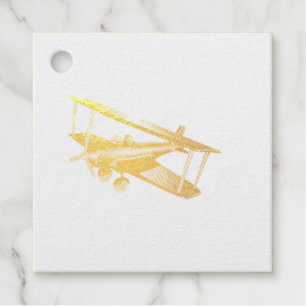 Red Bi-plane Foil Favor Tag