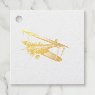 Red Bi-plane Foil Favor Tag