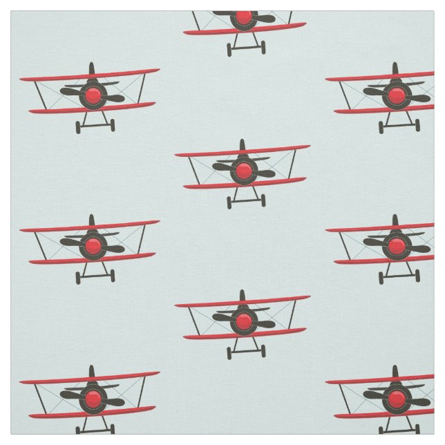 Red Bi-Plane Pattern Fabric (Swatch)