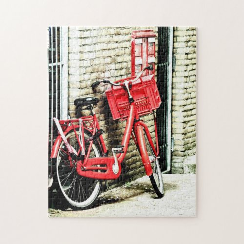 Red Bicycle  Amsterdam Netherlands design Jigsaw Puzzle