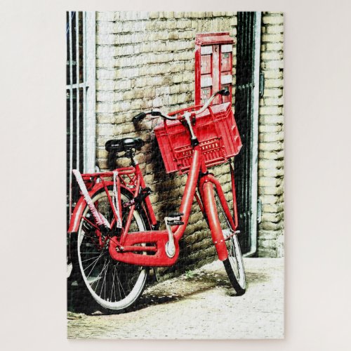 Red Bicycle  Amsterdam Netherlands vintage Jigsaw Puzzle