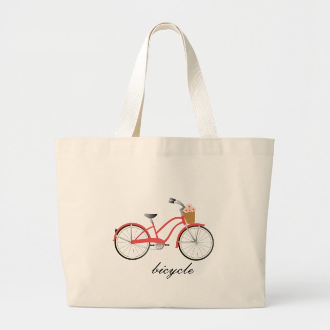 Red Bicycle Large Tote Bag (Front)
