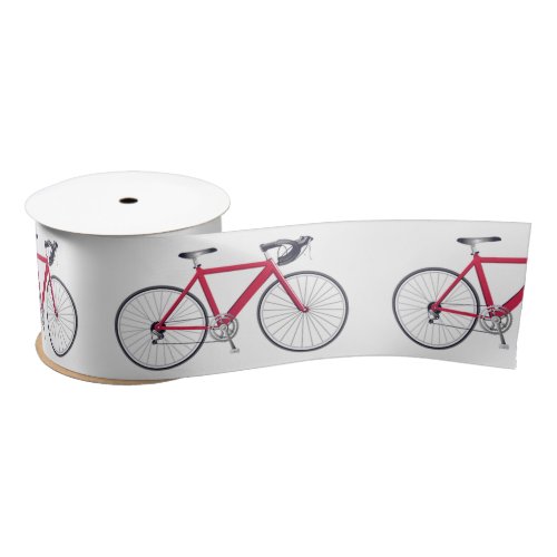 Red Bicycle on White Satin Ribbon