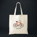Red Bicycle Personalized Bag<br><div class="desc">A bag featuring a photo of a red bicycle.  Personalize with your name under bike.</div>
