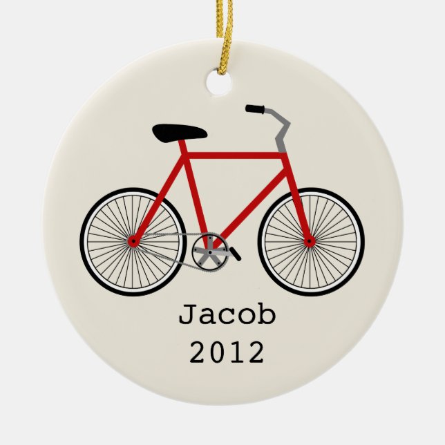 Red Bicycle Personalized Ornament (Front)