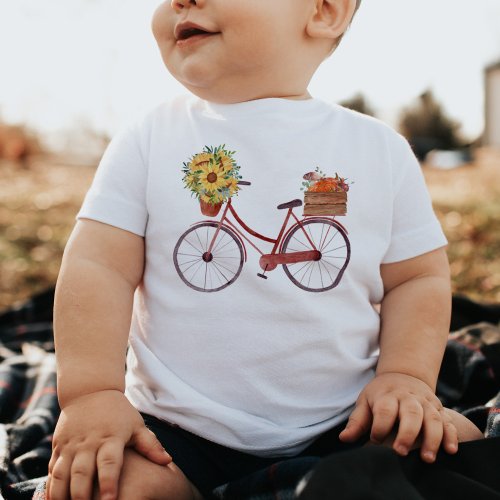 Red Bicycle Sunflowers  Pumpkins  Baby T_Shirt