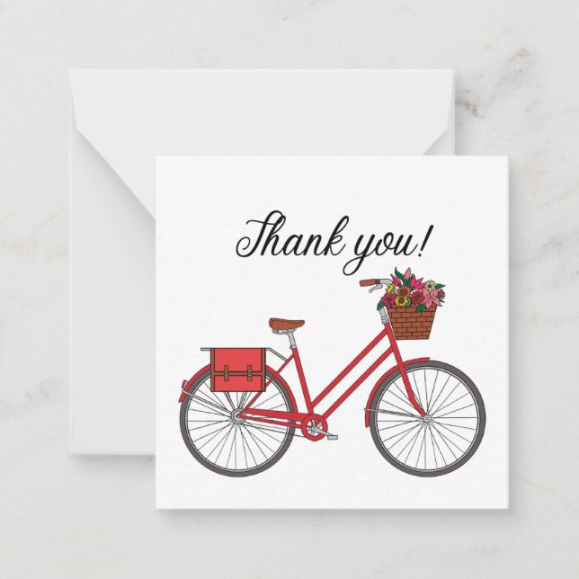 Red Bicycle Thank You Note Card (Front)