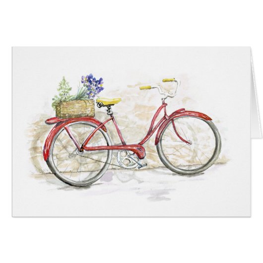 Red Bicycle with Basket Cards (Front Horizontal)