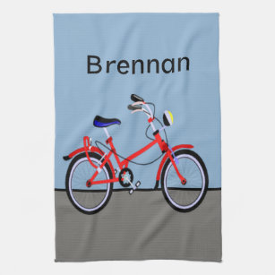 Red Bicycle with Name Kitchen Towel