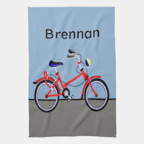 Red Bicycle with Name Kitchen Towel