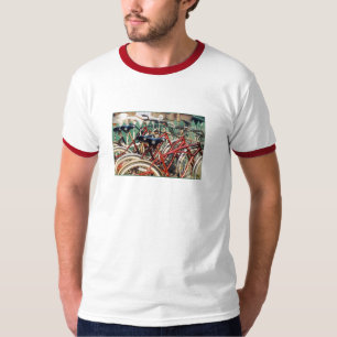 'Red Bicycles' Adult Ringer T-shirt