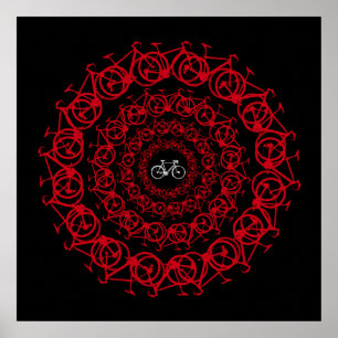 red bicycles mandala poster